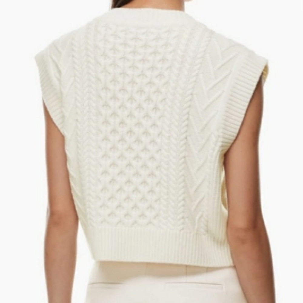 Babaton Emporia Vest Merino Wool Sweater Vest Beige Bone Cream Birch XS - Picture 2 of 11